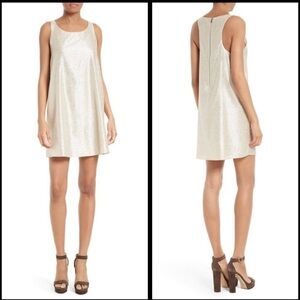 ALICE + OLIVIA Estelle Ivory/Silver Shimmer Racerback Mini Dress - Size Large